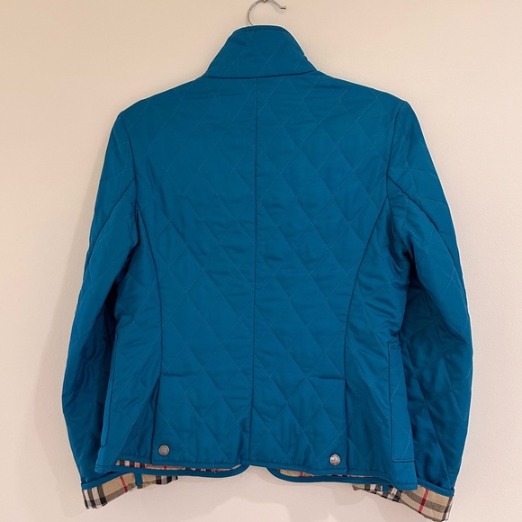 Burberry Nova Check Teal Blue Quilted Jacket Women’s S - Picture 3 of 9